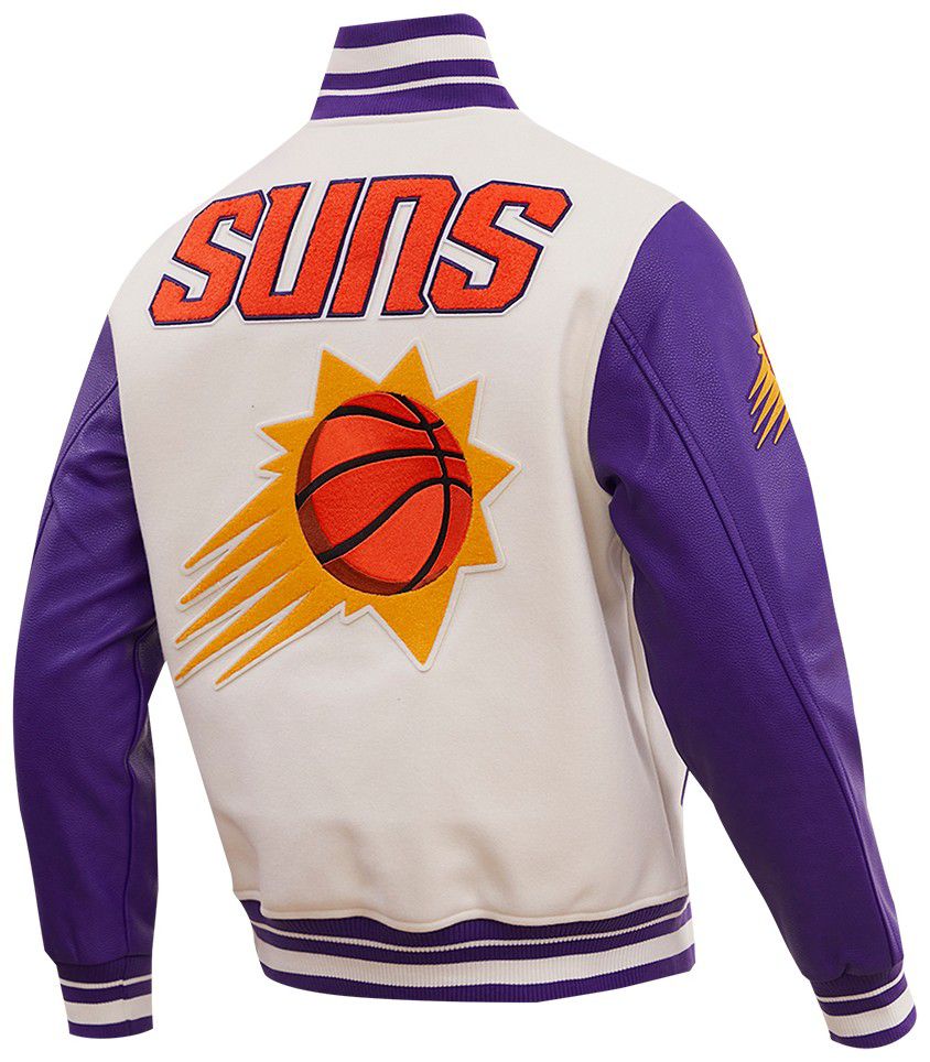 Pro Standard Men's Phoenix Suns Off White Retro Classic Rib Wool Varsity Jacket product image