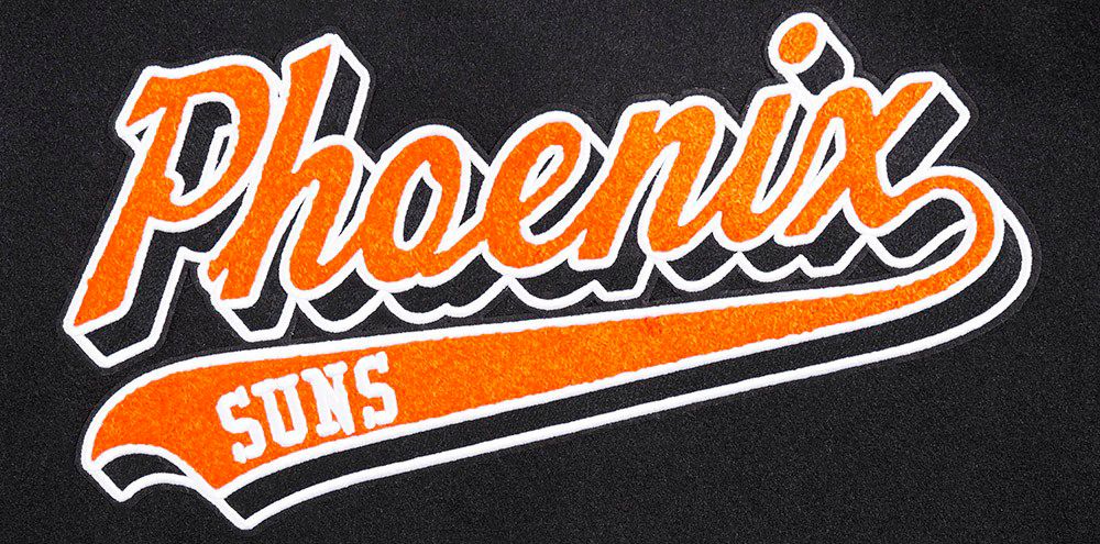 Pro Standard Women's Phoenix Suns Black Script Tail Wool Varsity Jacket product image