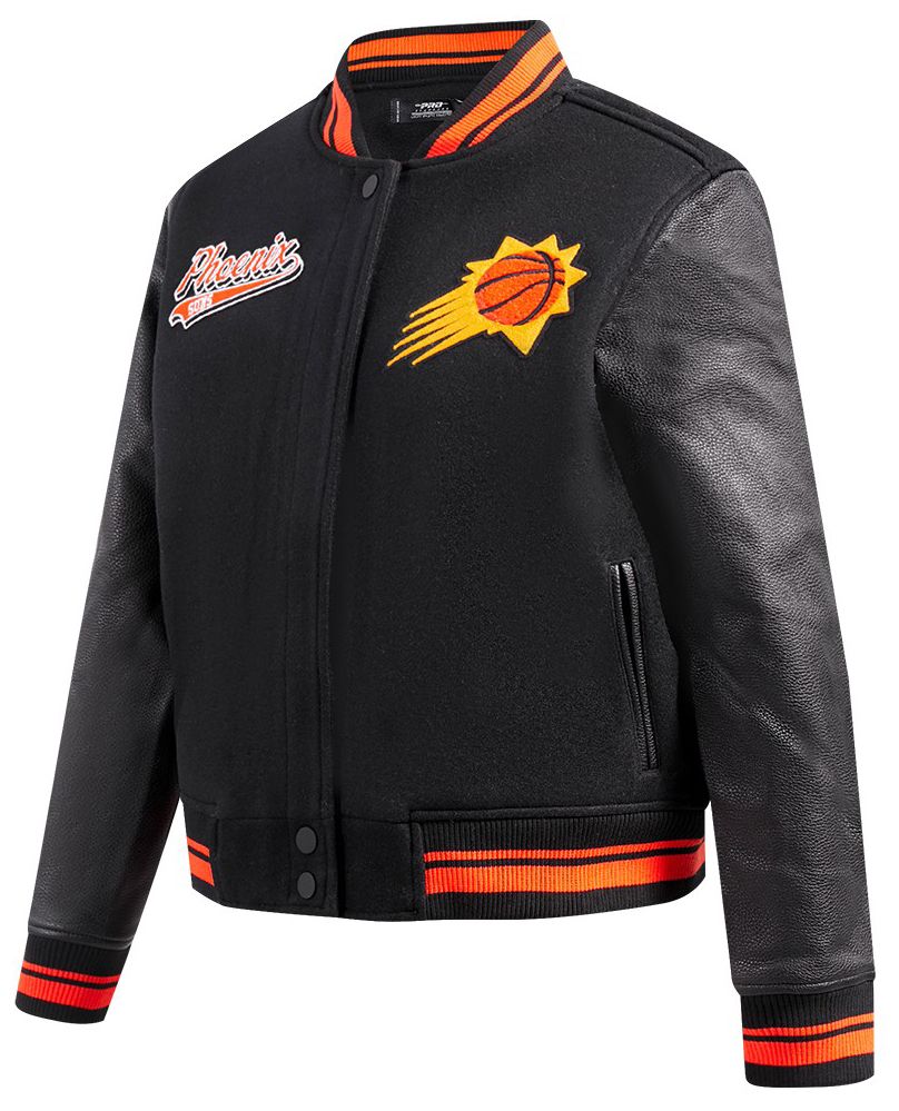 Pro Standard Women's Phoenix Suns Black Script Tail Wool Varsity Jacket product image