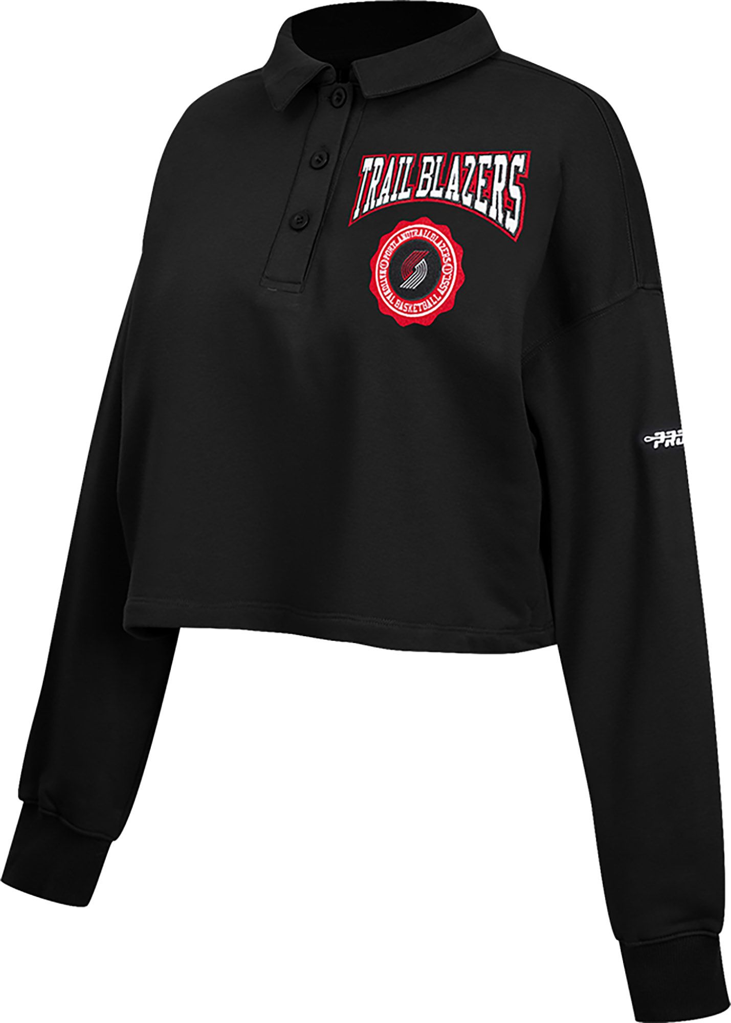 Pro Standard Women's Portland Trail Blazers Black Crest Emblem Long Sleeve Polo product image