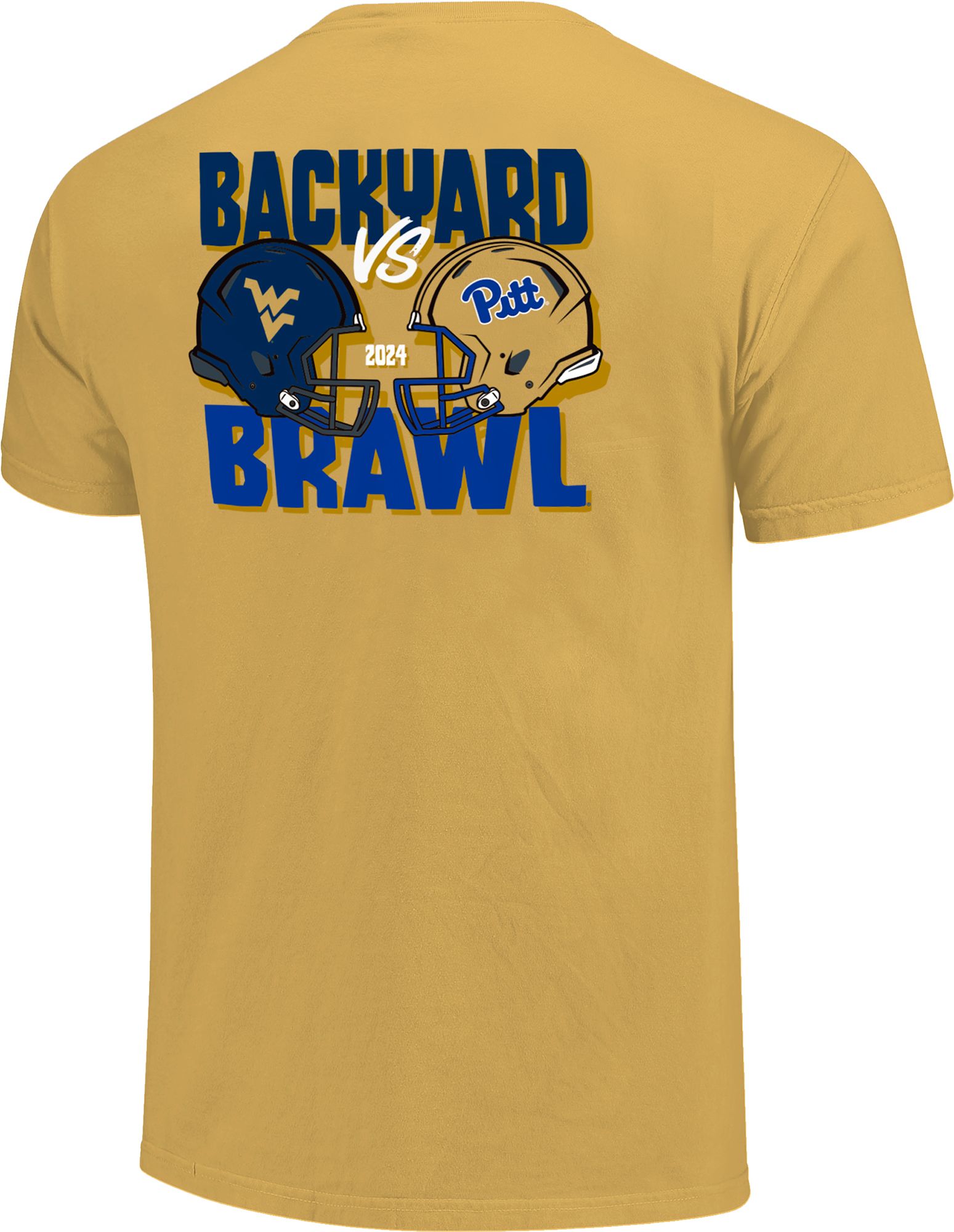 Image One Men's Backyard Brawl 2024 Gold Helmet Matchup Star T-Shirt product image