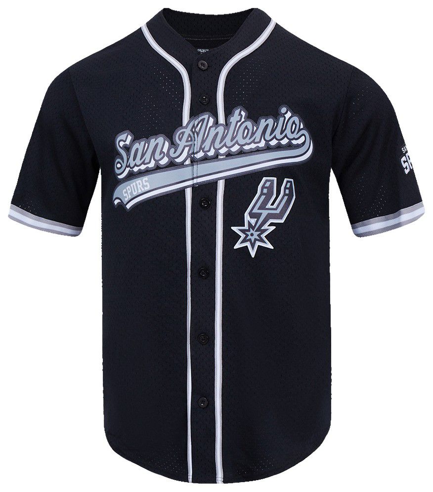 Pro Standard Men's San Antonio Spurs Black Script Tail Mesh Button Down Shirt product image