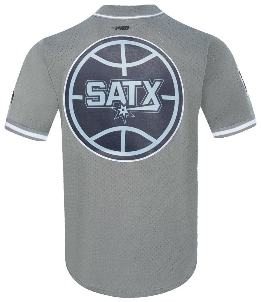 Pro Standard Men's San Antonio Spurs Gray Script Tail Mesh Button Down Shirt product image