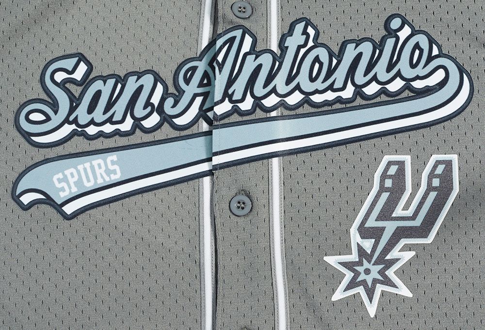 Pro Standard Men's San Antonio Spurs Gray Script Tail Mesh Button Down Shirt product image