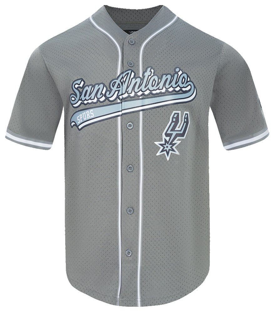 Pro Standard Men's San Antonio Spurs Gray Script Tail Mesh Button Down Shirt product image
