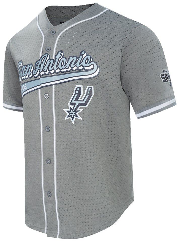Pro Standard Men's San Antonio Spurs Gray Script Tail Mesh Button Down Shirt product image