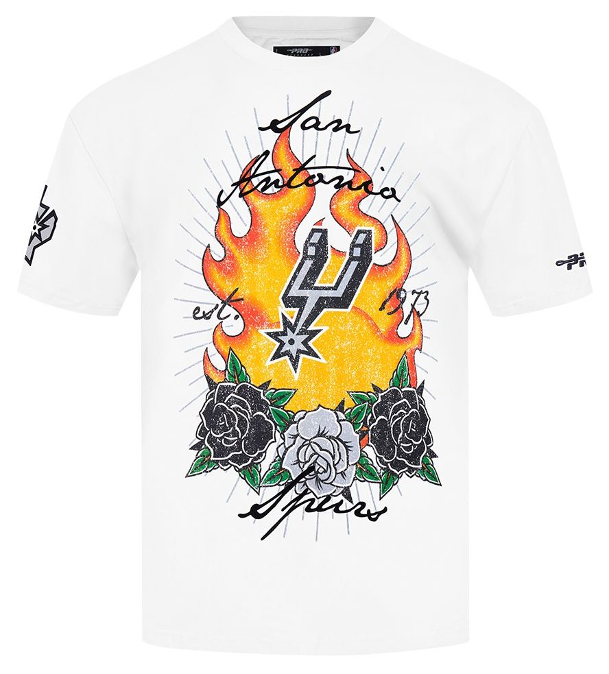 Pro Standard Men's San Antonio Spurs White Fire And Roses Washed T-Shirt product image