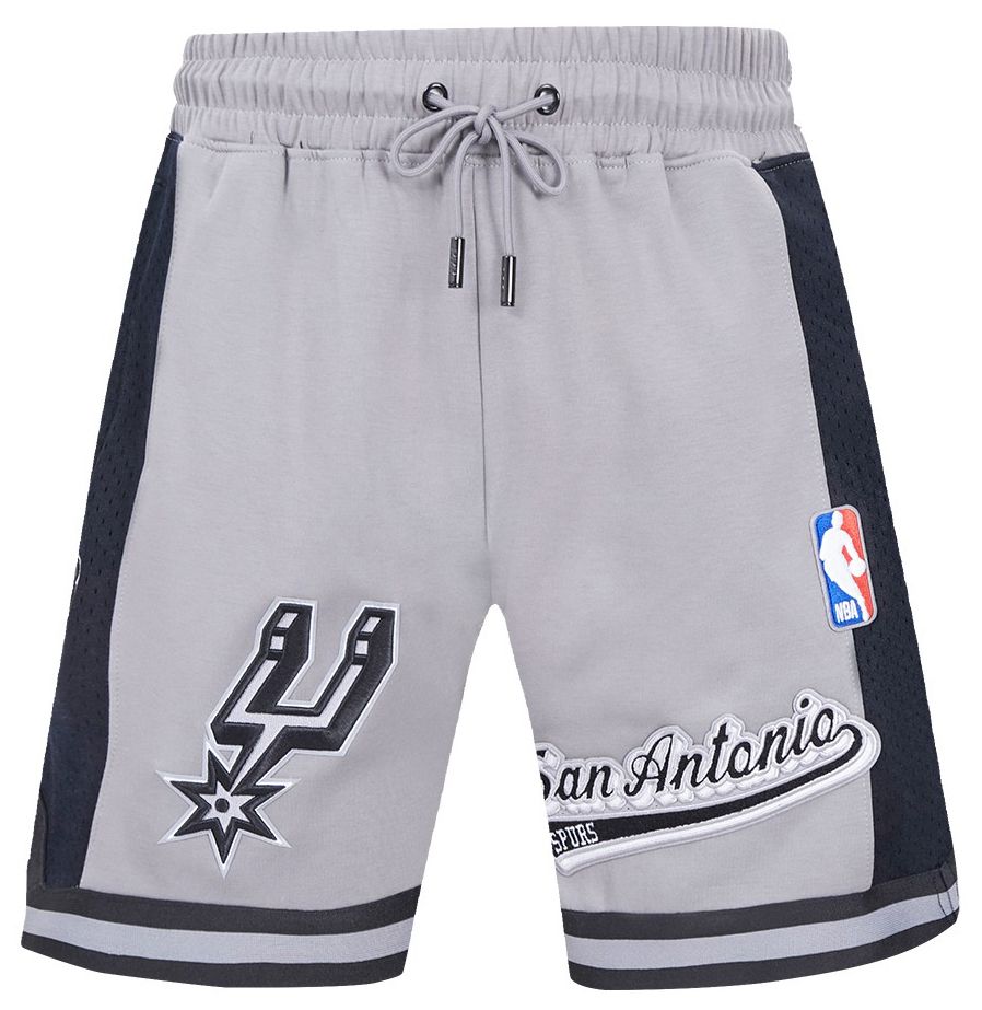 Pro Standard Men's San Antonio Spurs Gray Script Tail Fleece Shorts product image