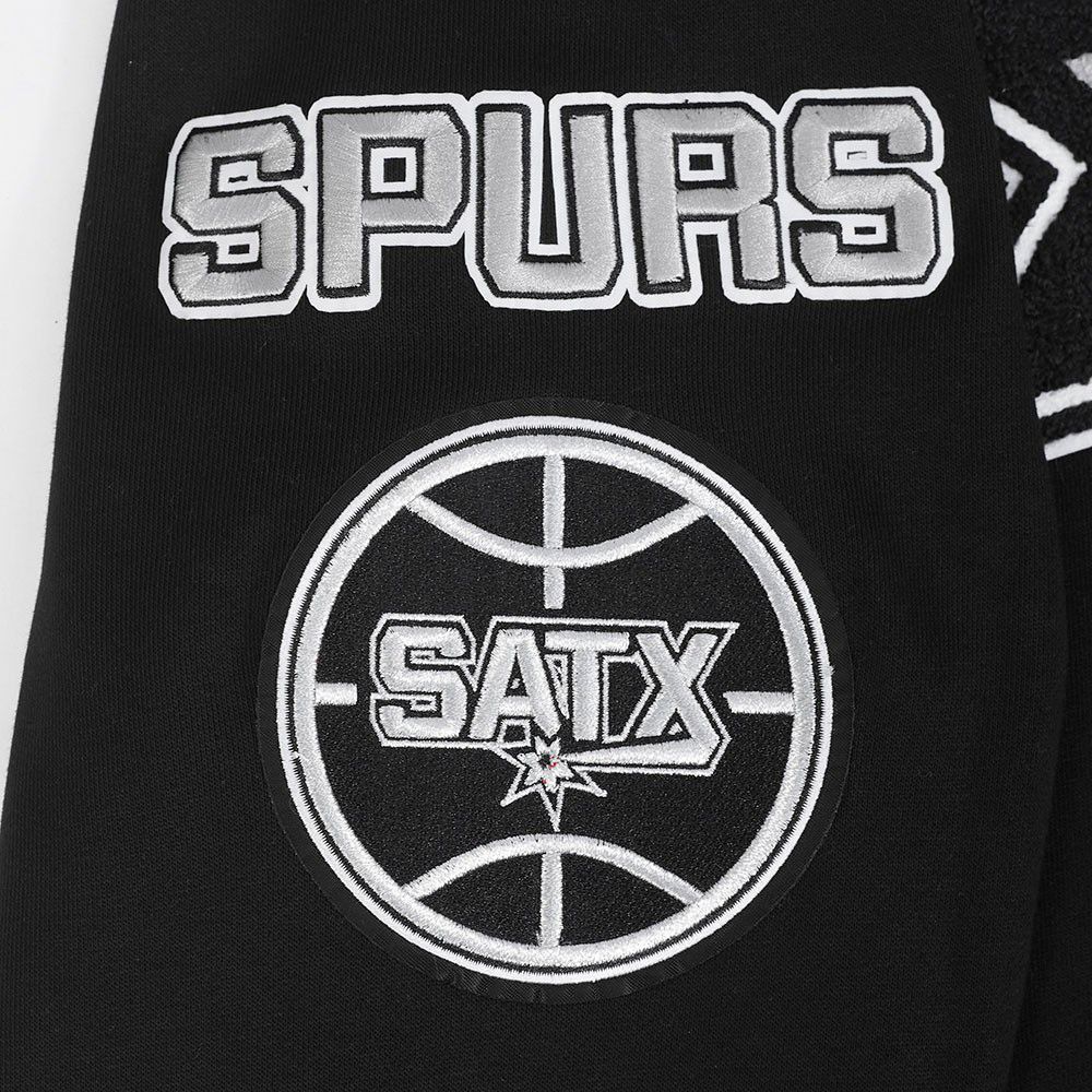 Pro Standard Men's San Antonio Spurs Black Rib Mash Up Fleece Pullover Hoodie product image