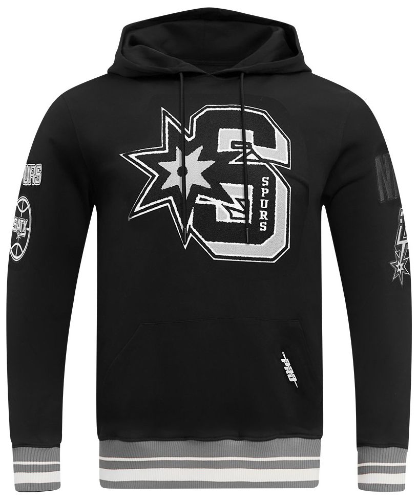 Pro Standard Men's San Antonio Spurs Black Rib Mash Up Fleece Pullover Hoodie product image