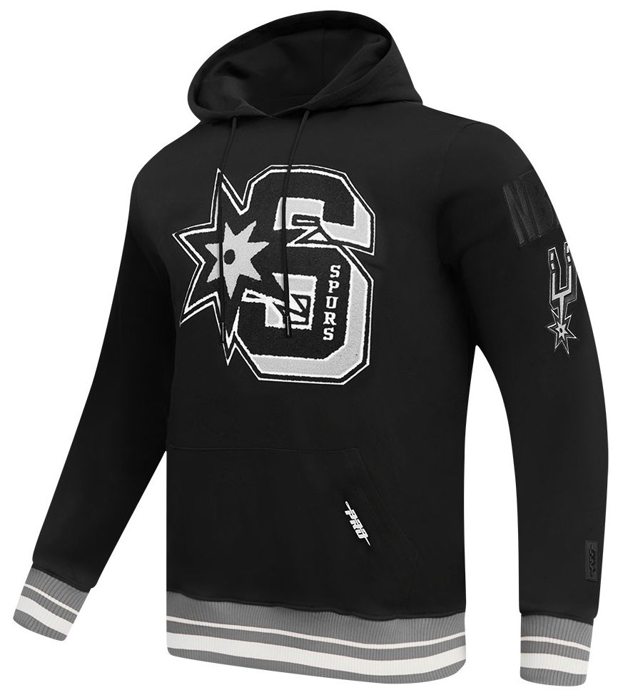 Pro Standard Men's San Antonio Spurs Black Rib Mash Up Fleece Pullover Hoodie product image
