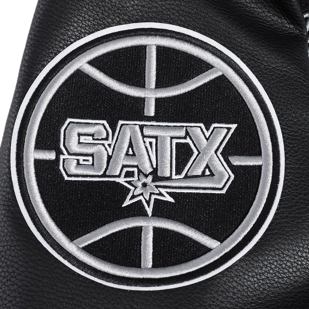 Pro Standard Men's San Antonio Spurs Black Script Tail Rib Wool Varsity Jacket product image