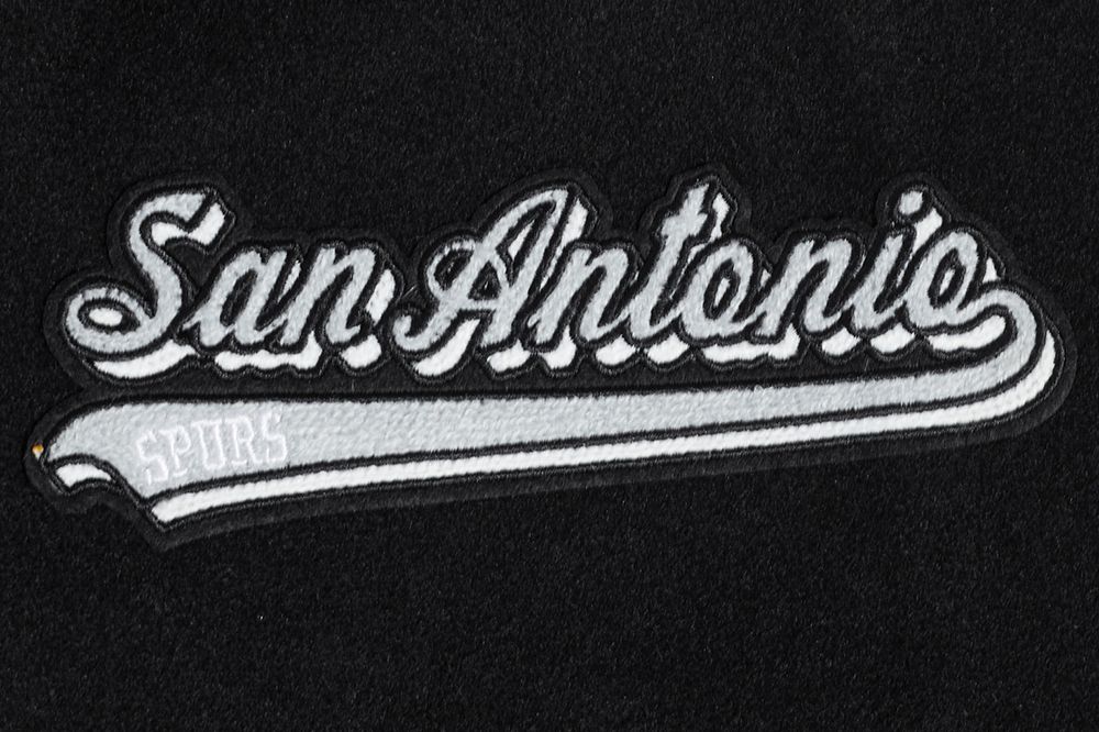 Pro Standard Men's San Antonio Spurs Black Script Tail Rib Wool Varsity Jacket product image