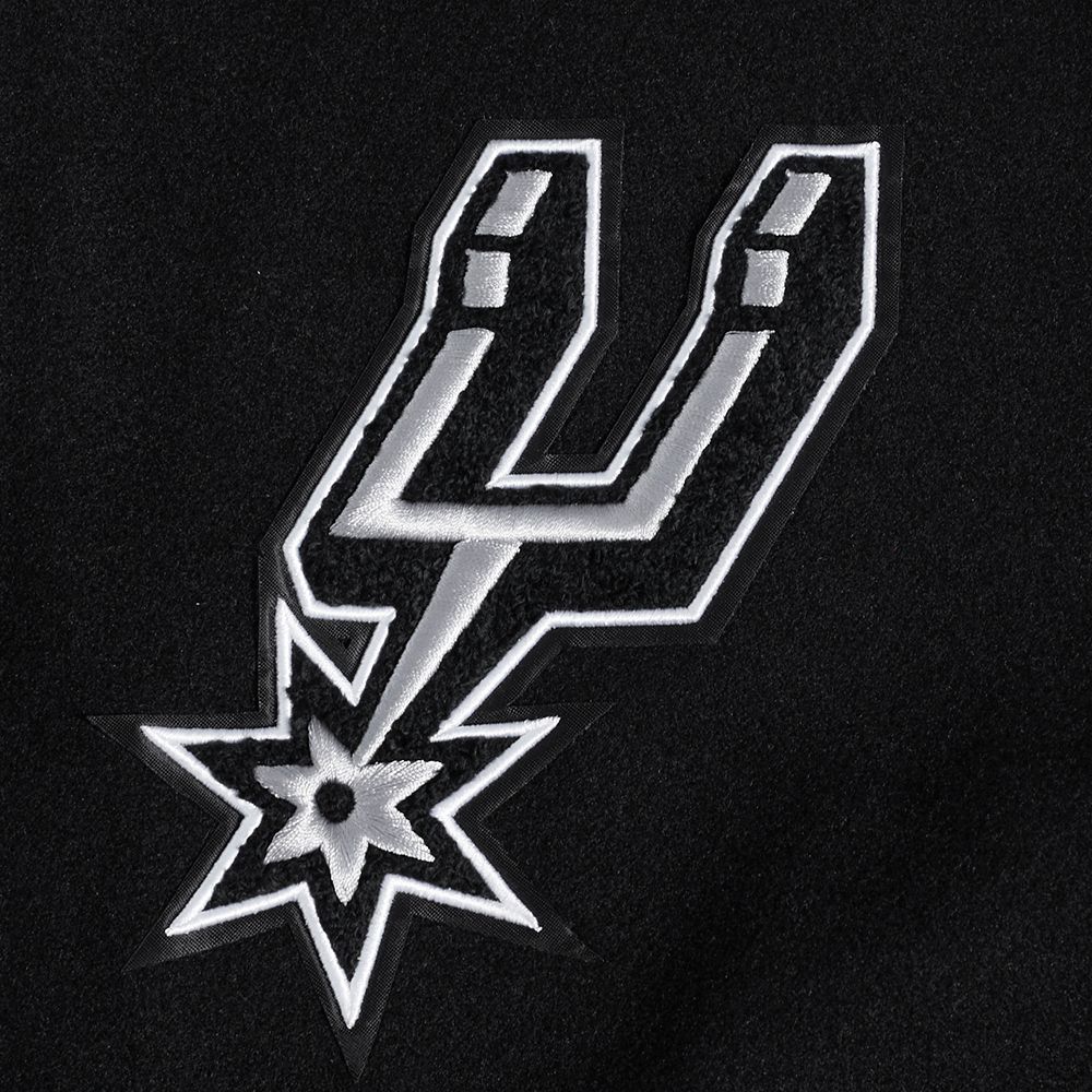Pro Standard Men's San Antonio Spurs Black Script Tail Rib Wool Varsity Jacket product image