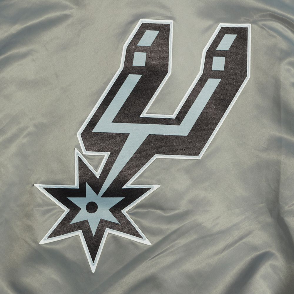 Pro Standard Men's San Antonio Spurs Grey Script Tail Satin Jacket product image