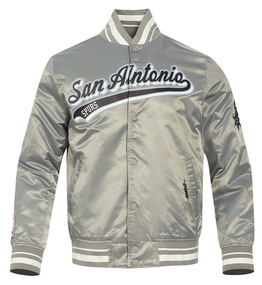 Pro Standard Men's San Antonio Spurs Grey Script Tail Satin Jacket product image
