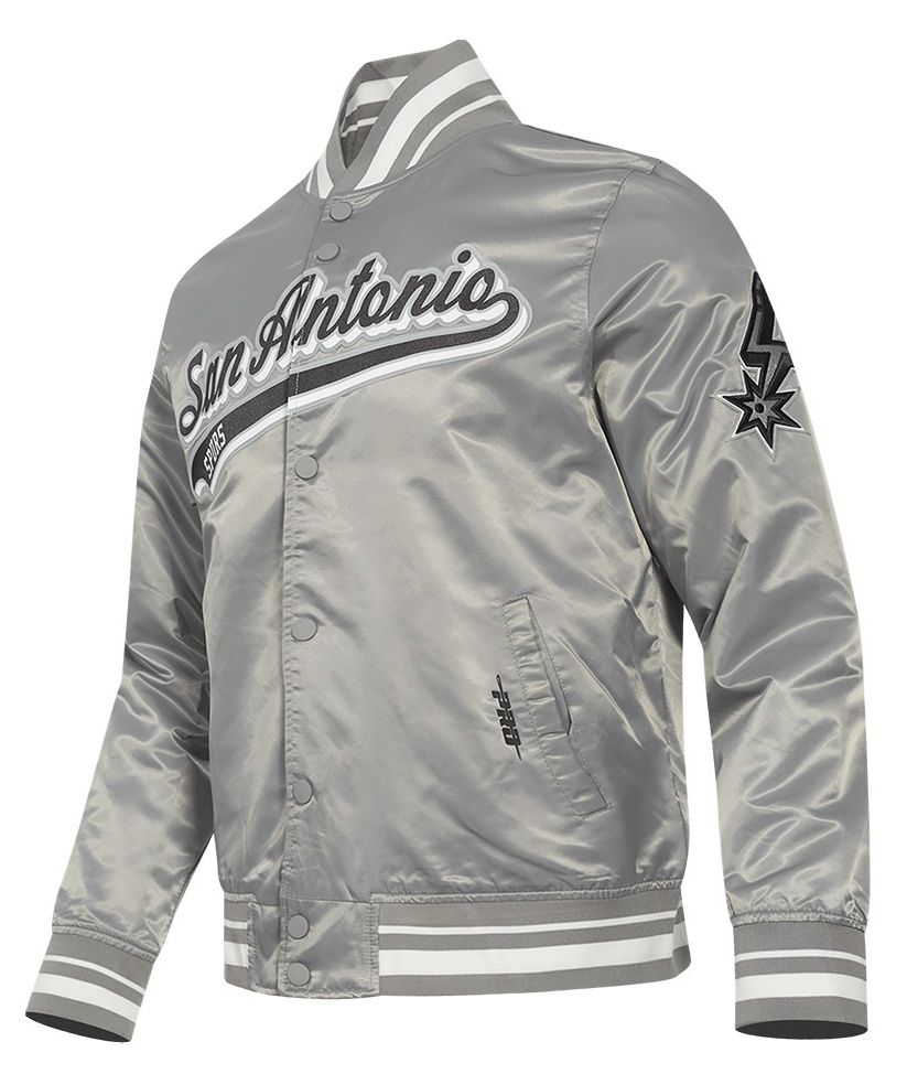 Pro Standard Men's San Antonio Spurs Grey Script Tail Satin Jacket product image