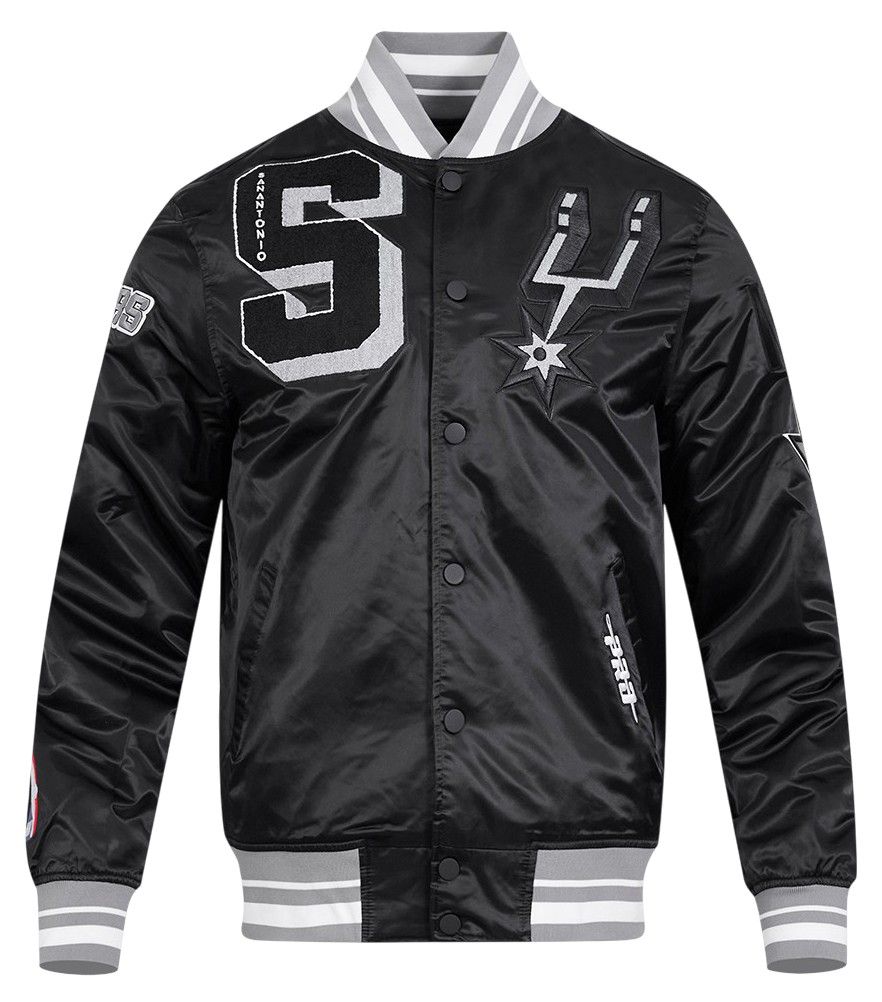 Pro Standard Men's San Antonio Spurs Black Mash Up Satin Jacket product image