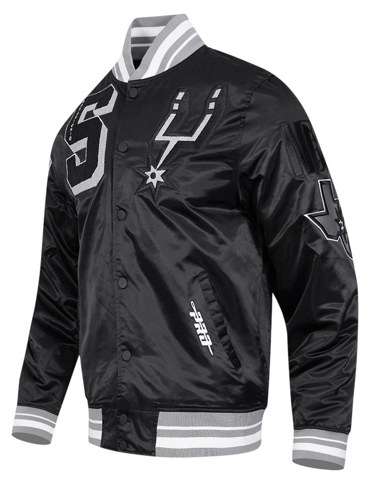 Pro Standard Men's San Antonio Spurs Black Mash Up Satin Jacket product image