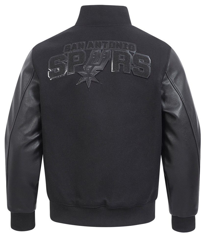 Pro Standard Men's San Antonio Spurs Triple Black Wool Varsity Jacket product image