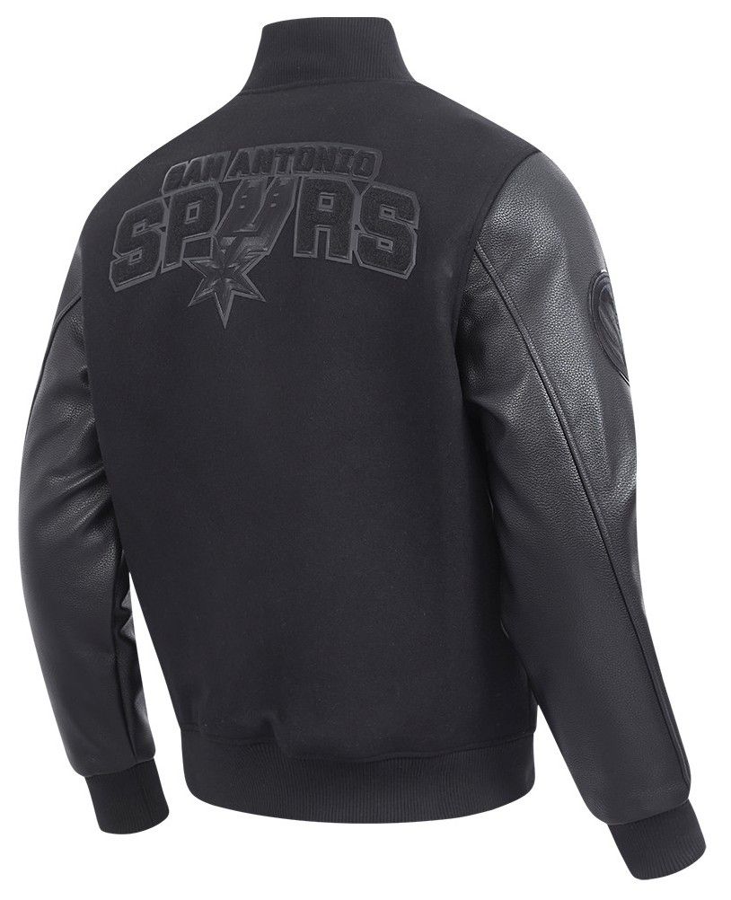 Pro Standard Men's San Antonio Spurs Triple Black Wool Varsity Jacket product image
