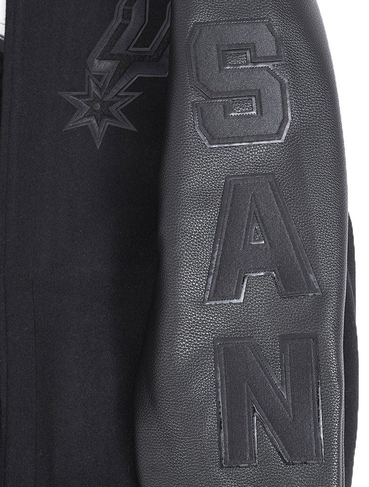 Pro Standard Men's San Antonio Spurs Triple Black Wool Varsity Jacket product image
