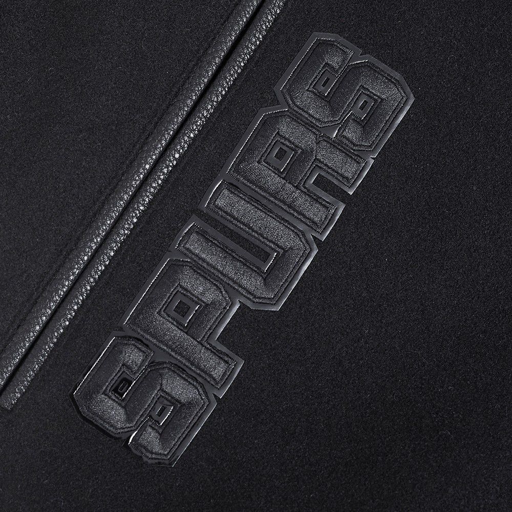 Pro Standard Men's San Antonio Spurs Triple Black Wool Varsity Jacket product image