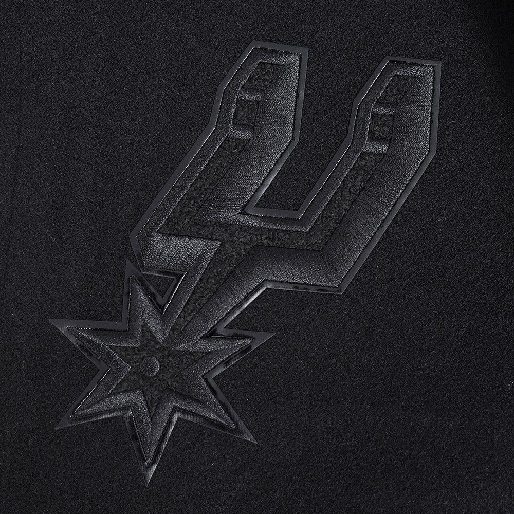Pro Standard Men's San Antonio Spurs Triple Black Wool Varsity Jacket product image
