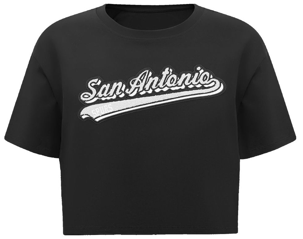 Pro Standard Women's San Antonio Spurs Black Script Tail Boxy T-Shirt product image