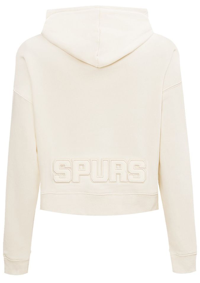 Pro Standard Women's San Antonio Spurs Off White Neutral Cropped Fleece Pullover Hoodie product image