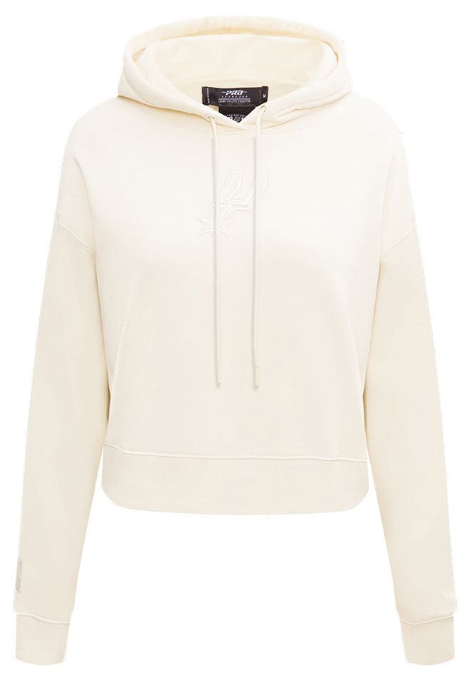 Pro Standard Women's San Antonio Spurs Off White Neutral Cropped Fleece Pullover Hoodie product image