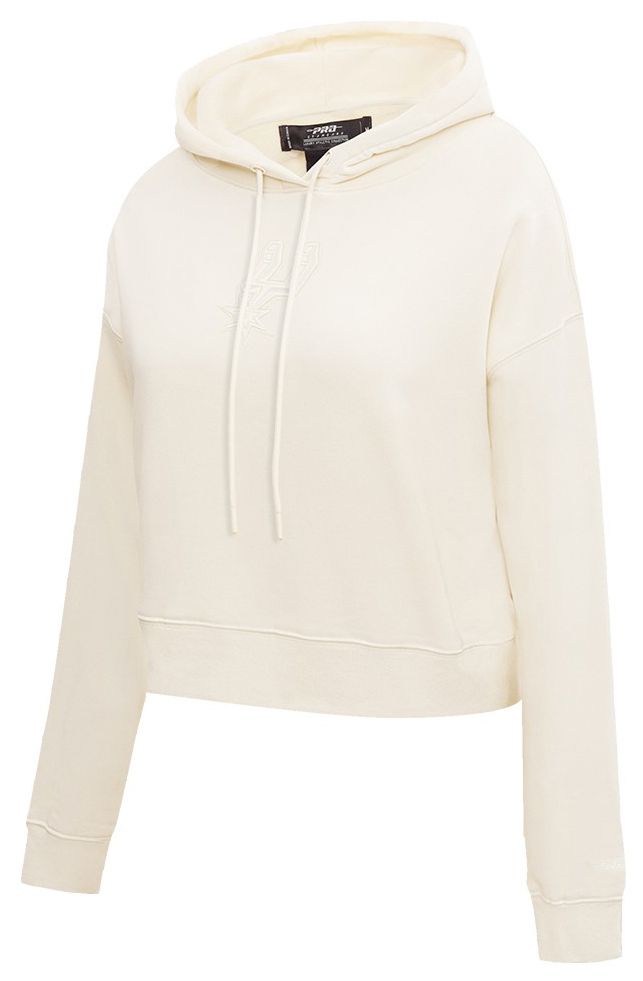 Pro Standard Women's San Antonio Spurs Off White Neutral Cropped Fleece Pullover Hoodie product image
