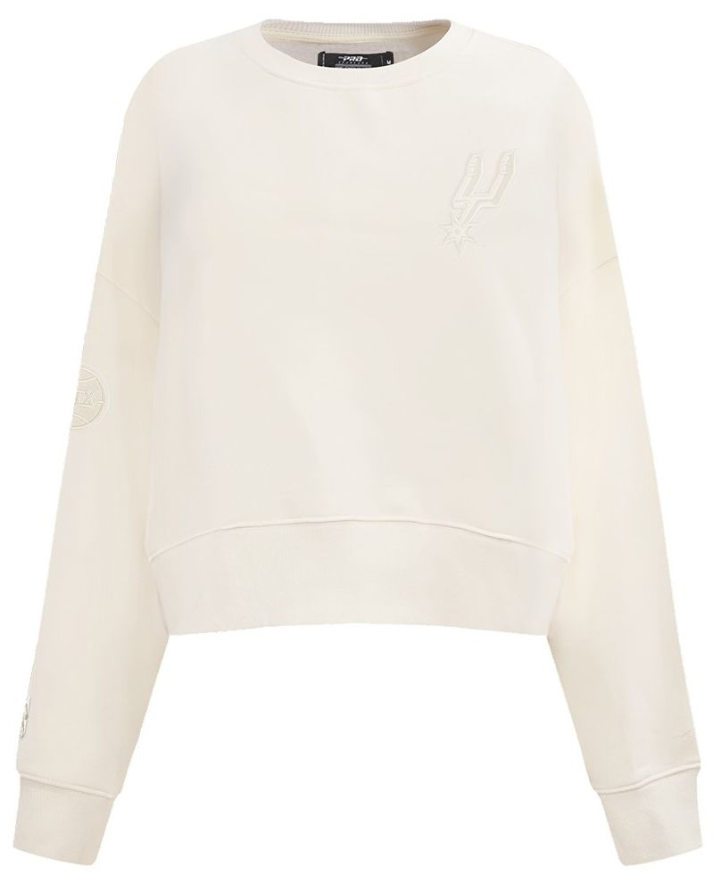 Pro Standard Women's San Antonio Spurs Off White Neutral Fleece Crewneck Sweatshirt product image