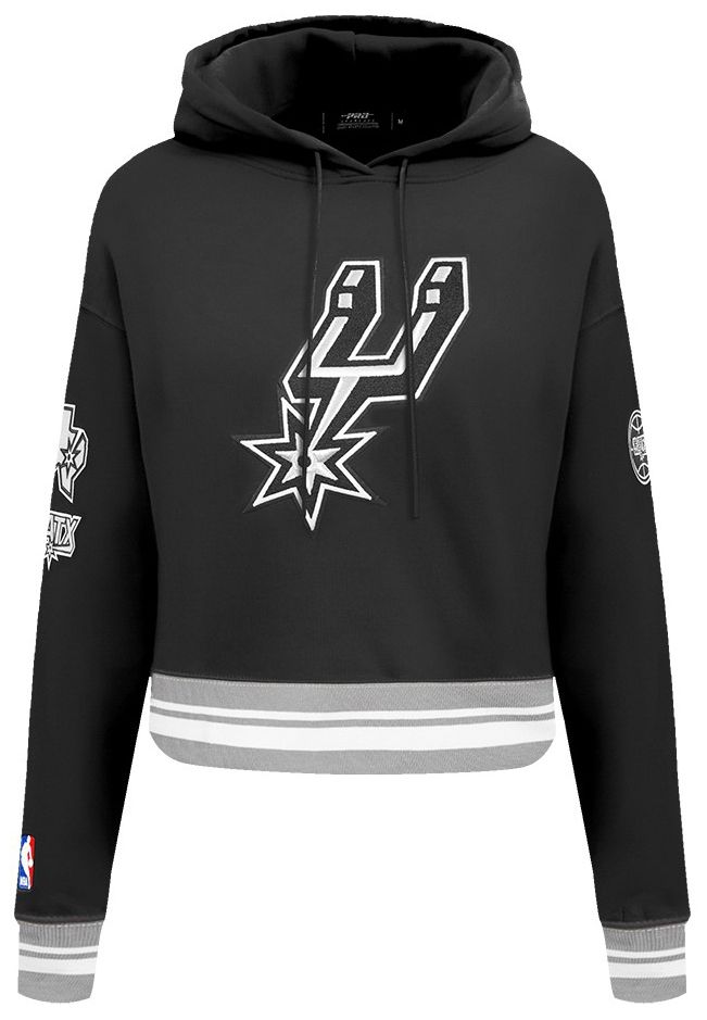 Pro Standard Women's San Antonio Spurs Black Retro Classic Cropped Fleece Pullover Hoodie product image