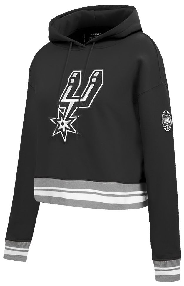 Pro Standard Women's San Antonio Spurs Black Retro Classic Cropped Fleece Pullover Hoodie product image
