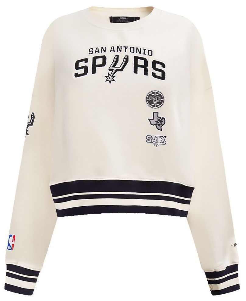Pro Standard Women's San Antonio Spurs Off White Retro Classic Fleece Crewneck Sweatshirt product image
