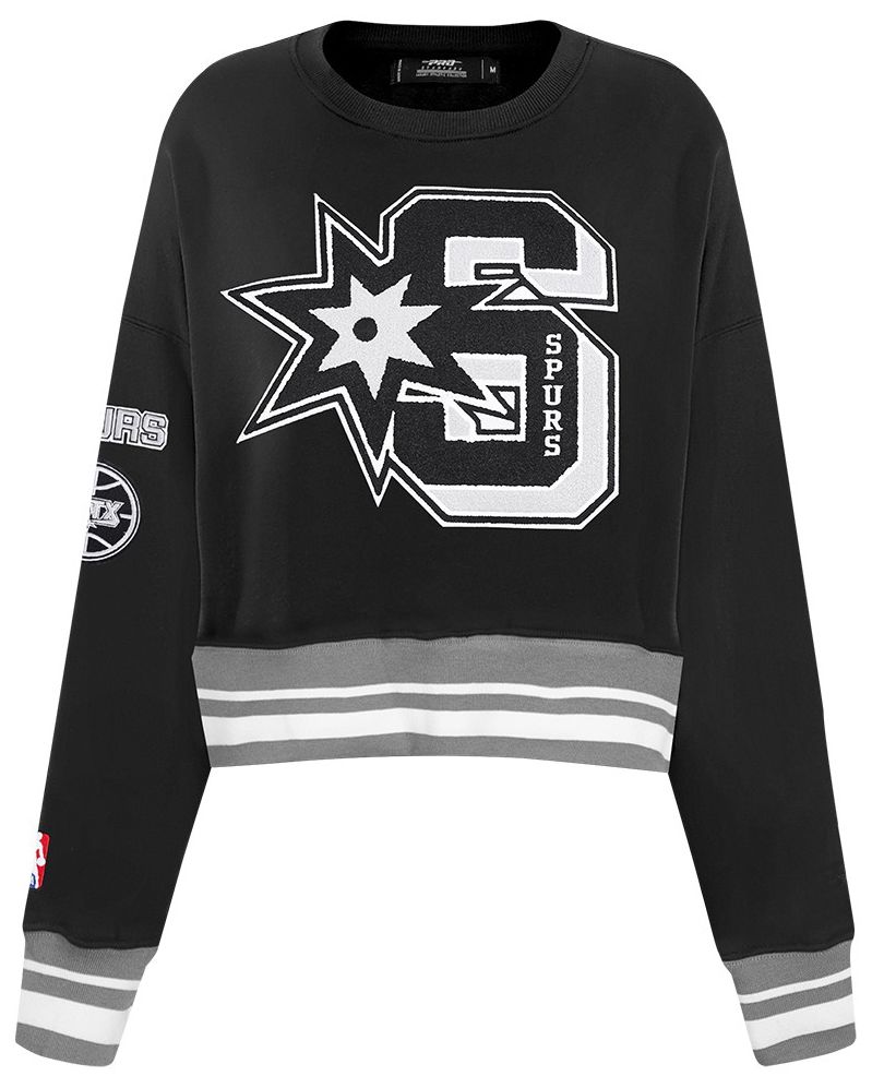Pro Standard Women's San Antonio Spurs Black Mash Up Rib Fleece Crewneck Sweatshirt product image
