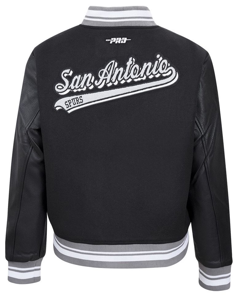 Pro Standard Women's San Antonio Spurs Black Script Tail Wool Varsity Jacket product image