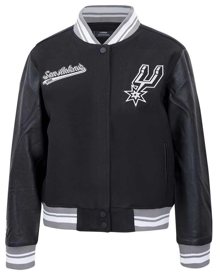 Pro Standard Women's San Antonio Spurs Black Script Tail Wool Varsity Jacket product image