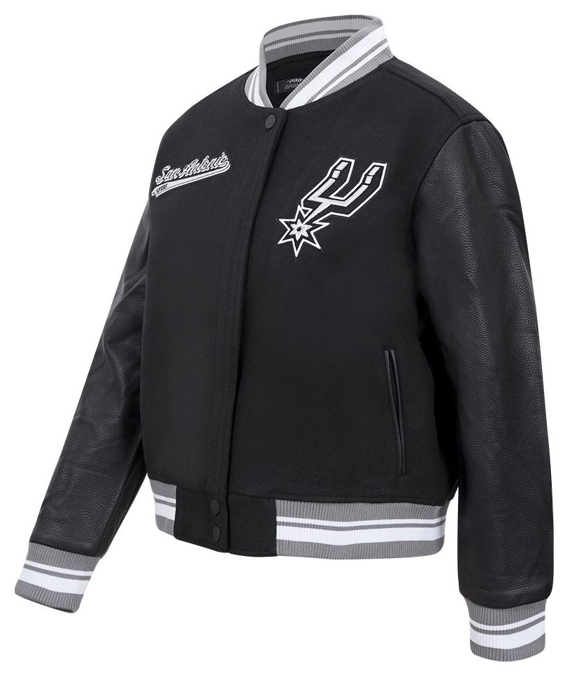 Pro Standard Women's San Antonio Spurs Black Script Tail Wool Varsity Jacket product image