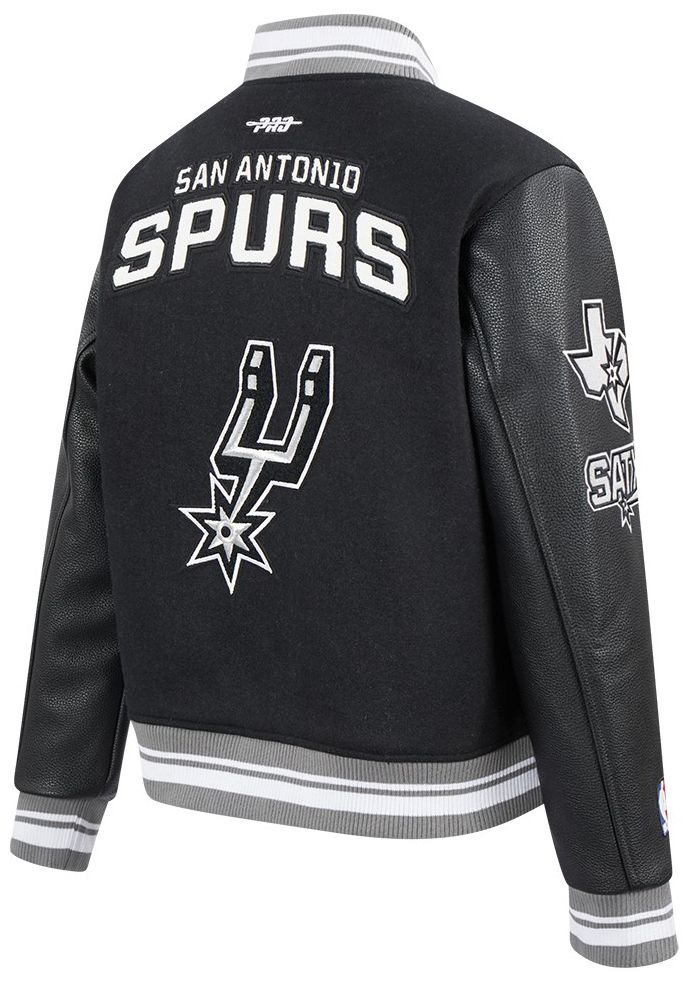 Pro Standard Women's San Antonio Spurs Black Retro Classic Rib Wool Varsity Jacket product image