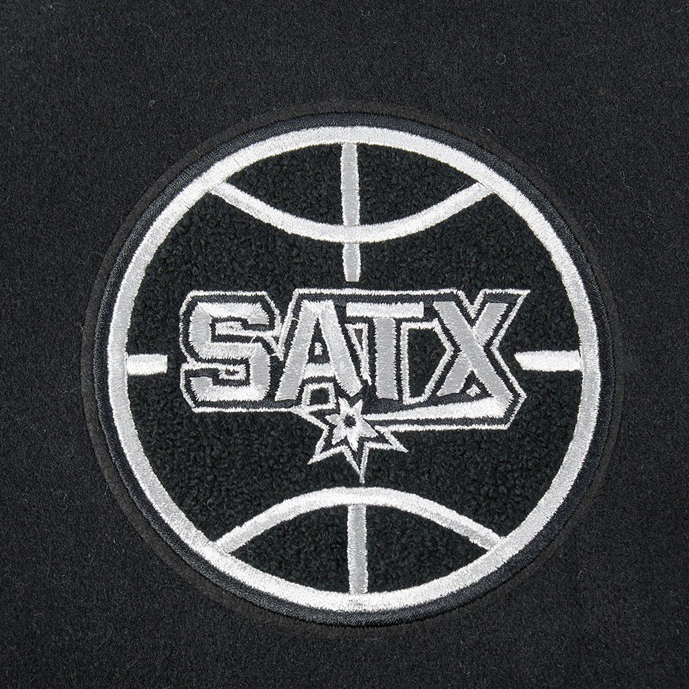 Pro Standard Women's San Antonio Spurs Black Retro Classic Rib Wool Varsity Jacket product image