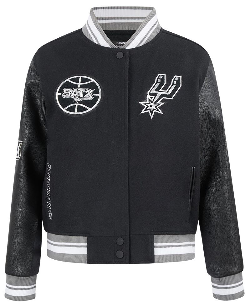 Pro Standard Women's San Antonio Spurs Black Retro Classic Rib Wool Varsity Jacket product image