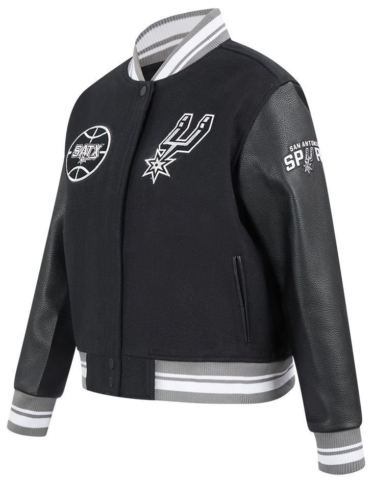 Pro Standard Women's San Antonio Spurs Black Retro Classic Rib Wool Varsity Jacket product image