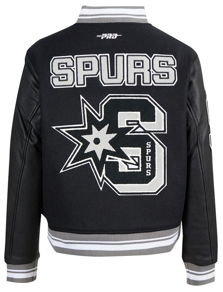 Pro Standard Women's San Antonio Spurs Black Mash Up Rib Wool Varsity Jacket product image