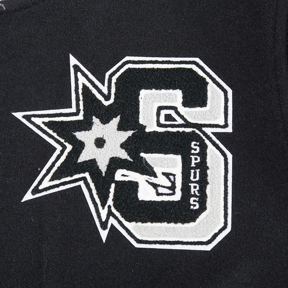 Pro Standard Women's San Antonio Spurs Black Mash Up Rib Wool Varsity Jacket product image