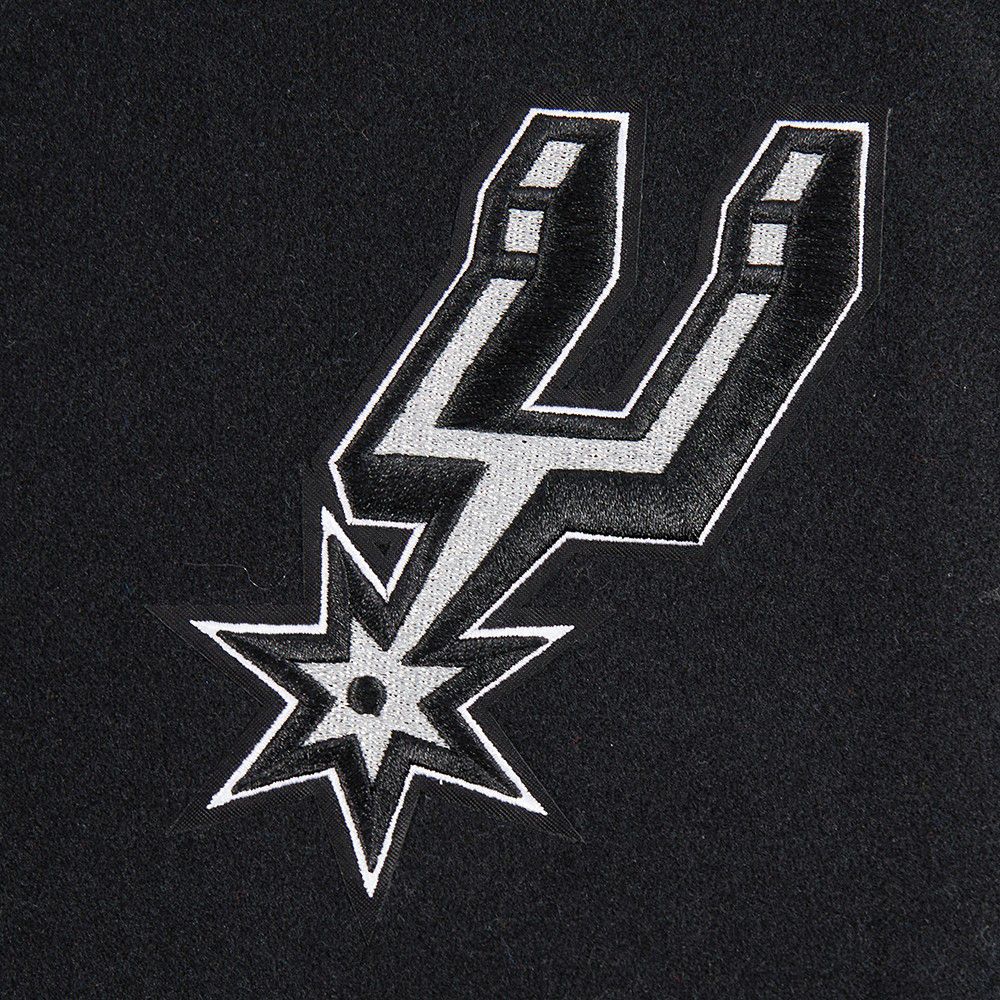 Pro Standard Women's San Antonio Spurs Black Mash Up Rib Wool Varsity Jacket product image