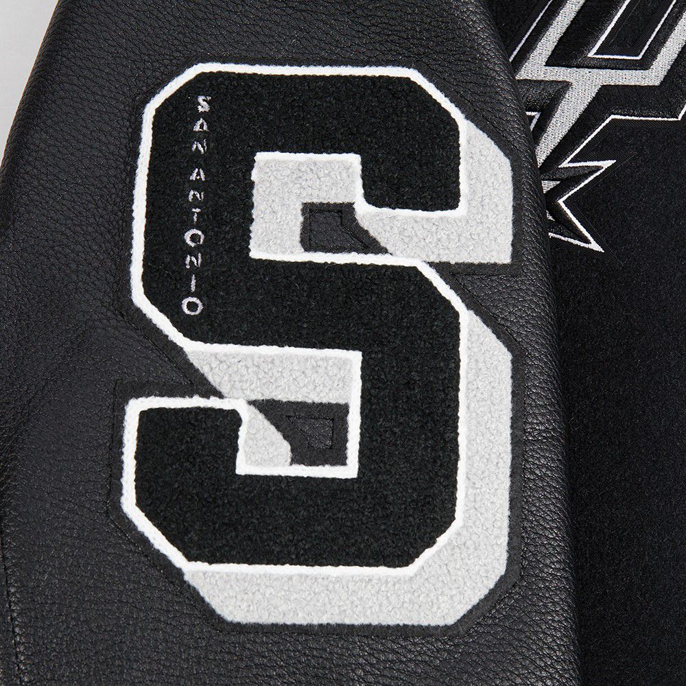 Pro Standard Women's San Antonio Spurs Black Mash Up Rib Wool Varsity Jacket product image