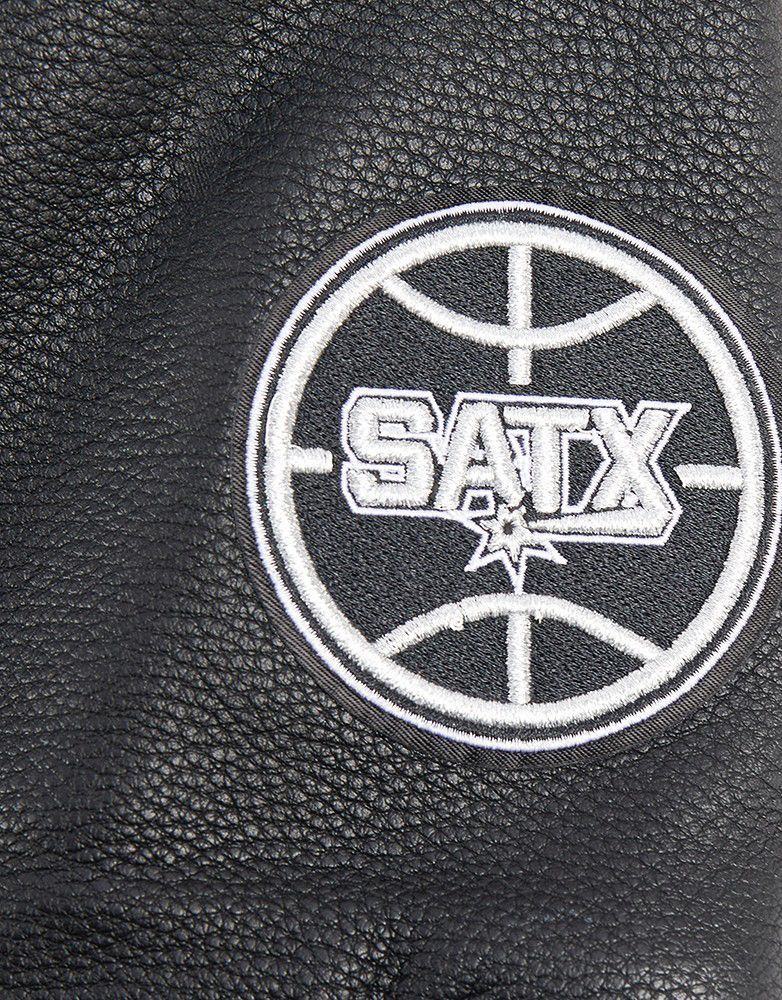 Pro Standard Women's San Antonio Spurs Black Mash Up Rib Wool Varsity Jacket product image