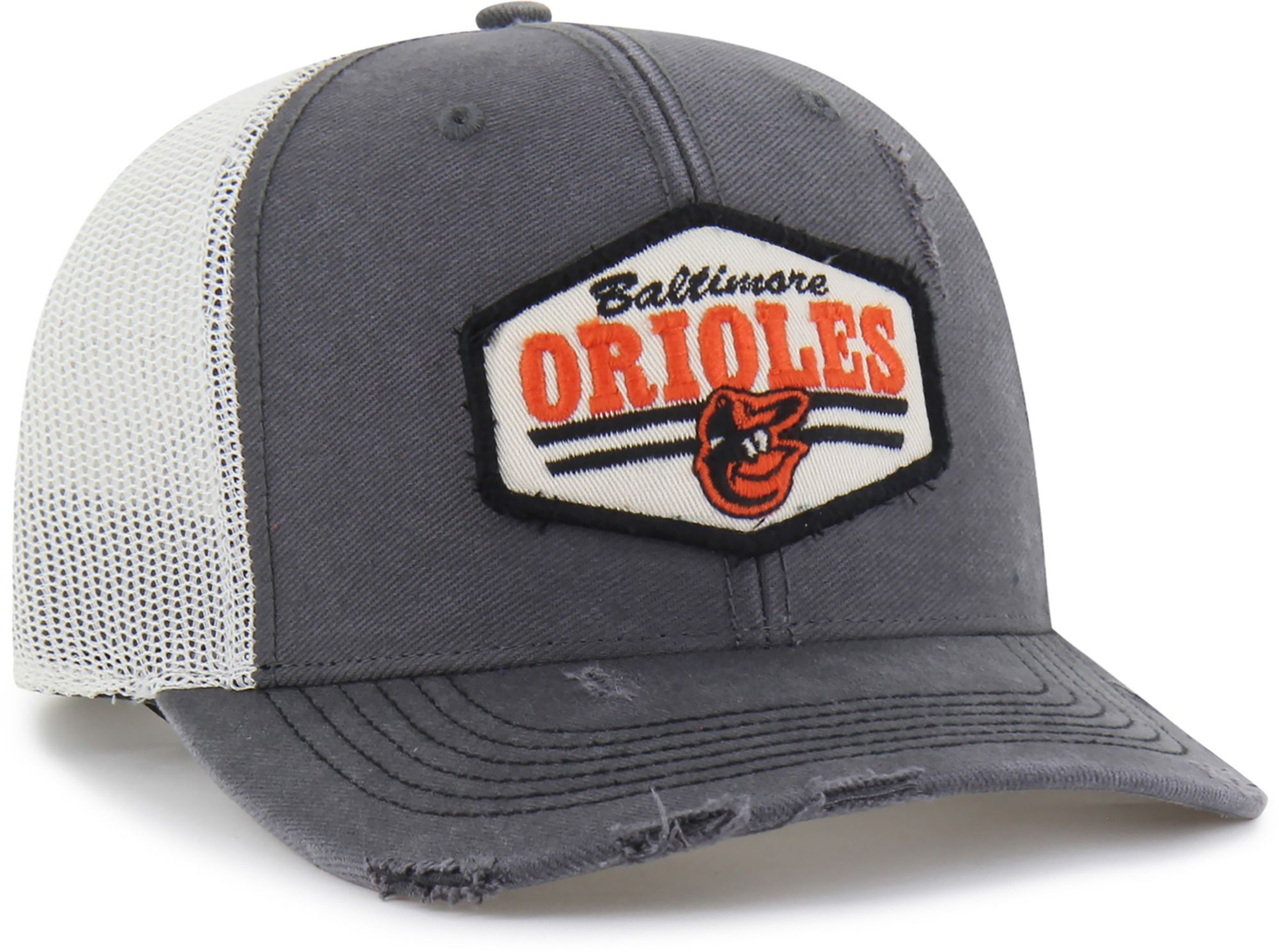 '47 Adult Baltimore Orioles Black Salvage Adjustable Trucker Hat product image